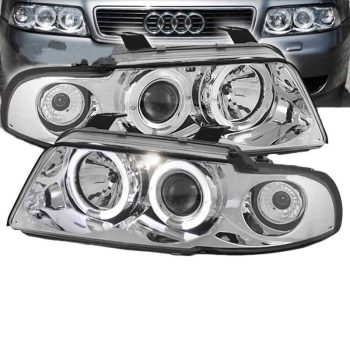 Μπροστινά Φανάρια Set Για Audi A4 B5 94-98 Angel Eyes Χρωμίου H1/H1 Sonar 0009474