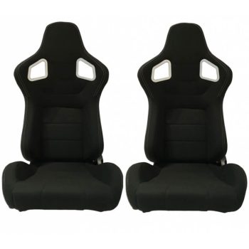 Καθίσματα Bucket RS Ύφασμα Μαύρο Με Άσπρες Ραφές Ζευγάρι 2 Τεμαχίων 0017160