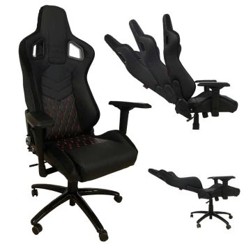 Κάθισμα Bucket RS Gaming Chair Δερματίνη - Suede Μαύρο Με Κόκκινες Ραφές Καπιτονέ 1 Τεμάχιο Carner 2039 0017168