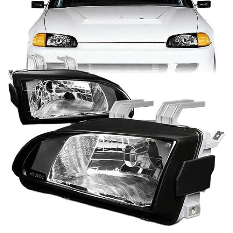 Μπροστινά Φανάρια Set Για Honda Civic 91-95 2D/3D Μαύρα Clear H4 Manual Depo 0018738