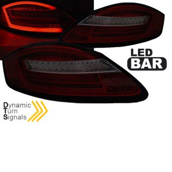 Πισινά Φανάρια Set Για Porsche Boxster 987 / Cayman 05-08 Led Bar Με Dynamic Φλας Κόκκινο/Φιμέ Sonar 0025679