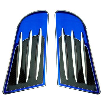 Αεραγωγοί Φτερών Πλαϊνοί Διακοσμητικοί Αυτοκόλλητοι Μπλε / Χρώμιο 16x8.5cm 2 Τεμάχια 0001487