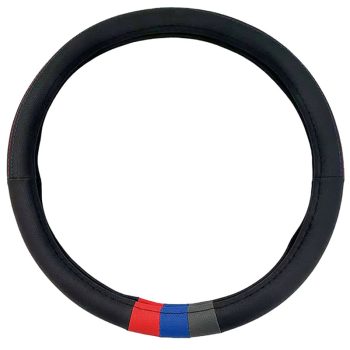 Κάλυμμα Τιμονιού Δερματίνη Tricolore M- Sport Μαύρο Με 3 Χρώματα ///Μ Medium 37-39cm 0029270