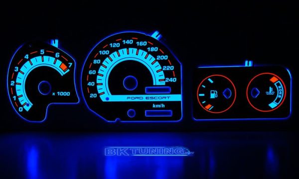 PFEMK5B Φωτιζόμενα όργανα για Ford Escort MK5 / MK6 μπλε